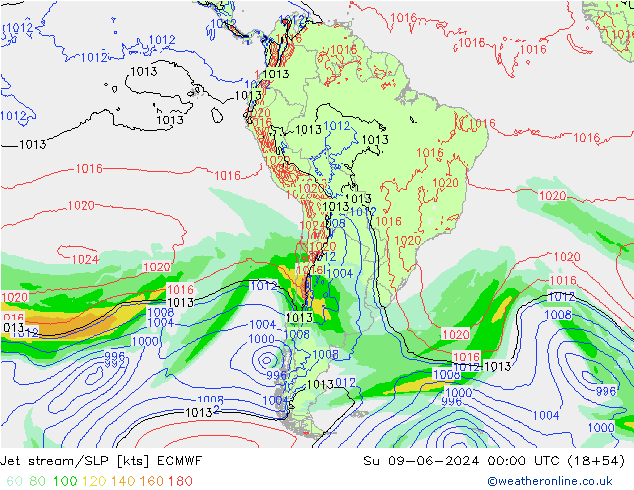 Jet stream ECMWF Dom 09.06.2024 00 UTC