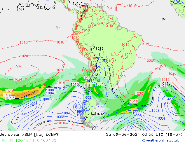 Corrente a getto ECMWF dom 09.06.2024 03 UTC