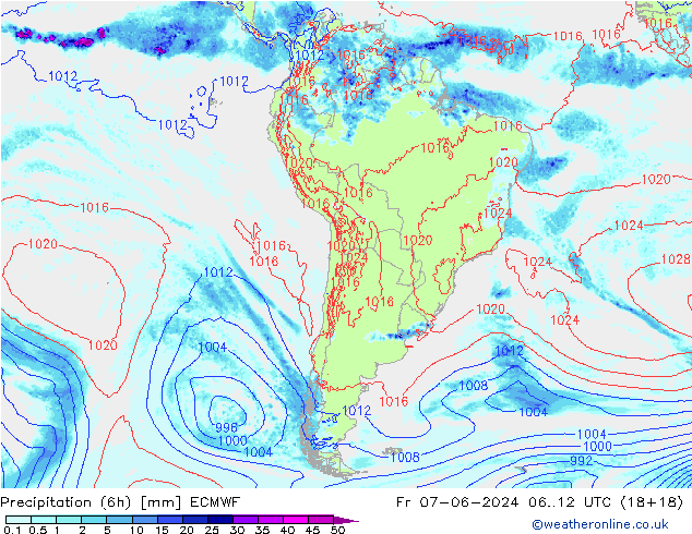 Z500/Rain (+SLP)/Z850 ECMWF Fr 07.06.2024 12 UTC