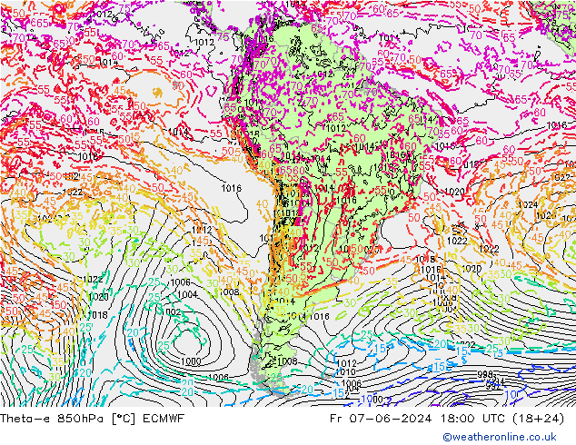 Theta-e 850hPa ECMWF  07.06.2024 18 UTC