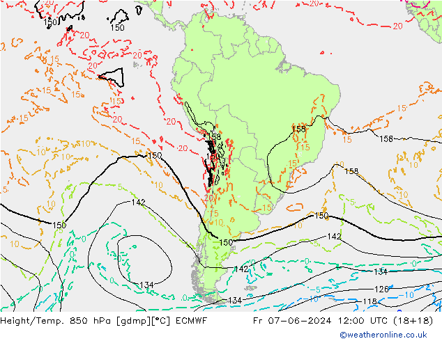 Z500/Rain (+SLP)/Z850 ECMWF Fr 07.06.2024 12 UTC