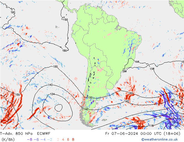 T-Adv. 850 hPa ECMWF pt. 07.06.2024 00 UTC