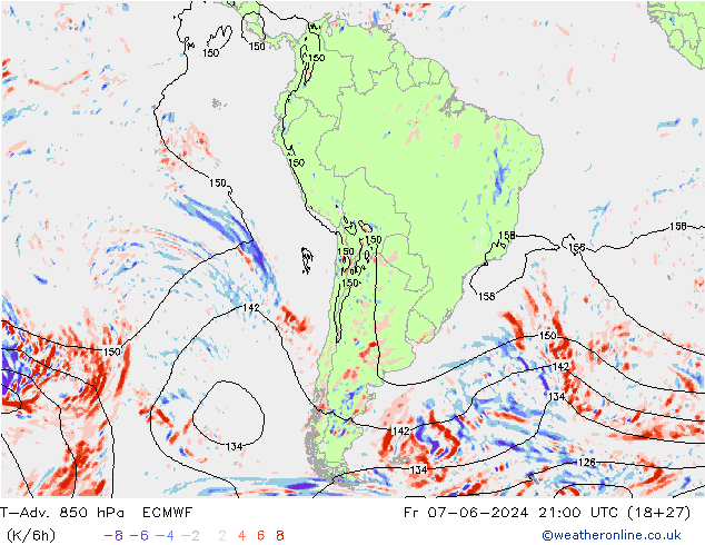T-Adv. 850 hPa ECMWF ven 07.06.2024 21 UTC