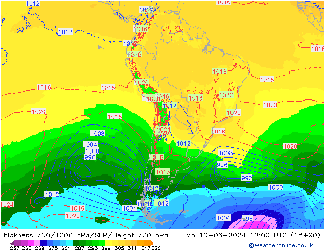 Thck 700-1000 hPa ECMWF Mo 10.06.2024 12 UTC