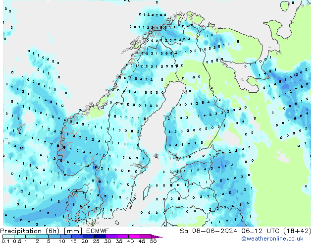 Z500/Rain (+SLP)/Z850 ECMWF so. 08.06.2024 12 UTC