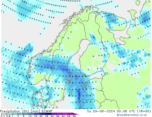 Z500/Rain (+SLP)/Z850 ECMWF dom 09.06.2024 06 UTC