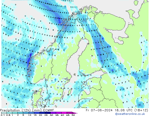 Precipitação (12h) ECMWF Sex 07.06.2024 06 UTC