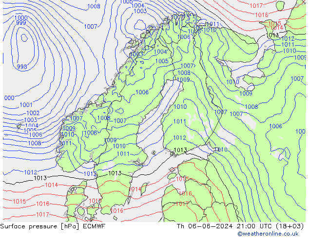 Bodendruck ECMWF Do 06.06.2024 21 UTC