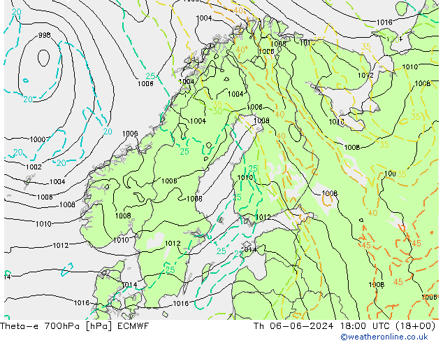 Theta-e 700hPa ECMWF Th 06.06.2024 18 UTC