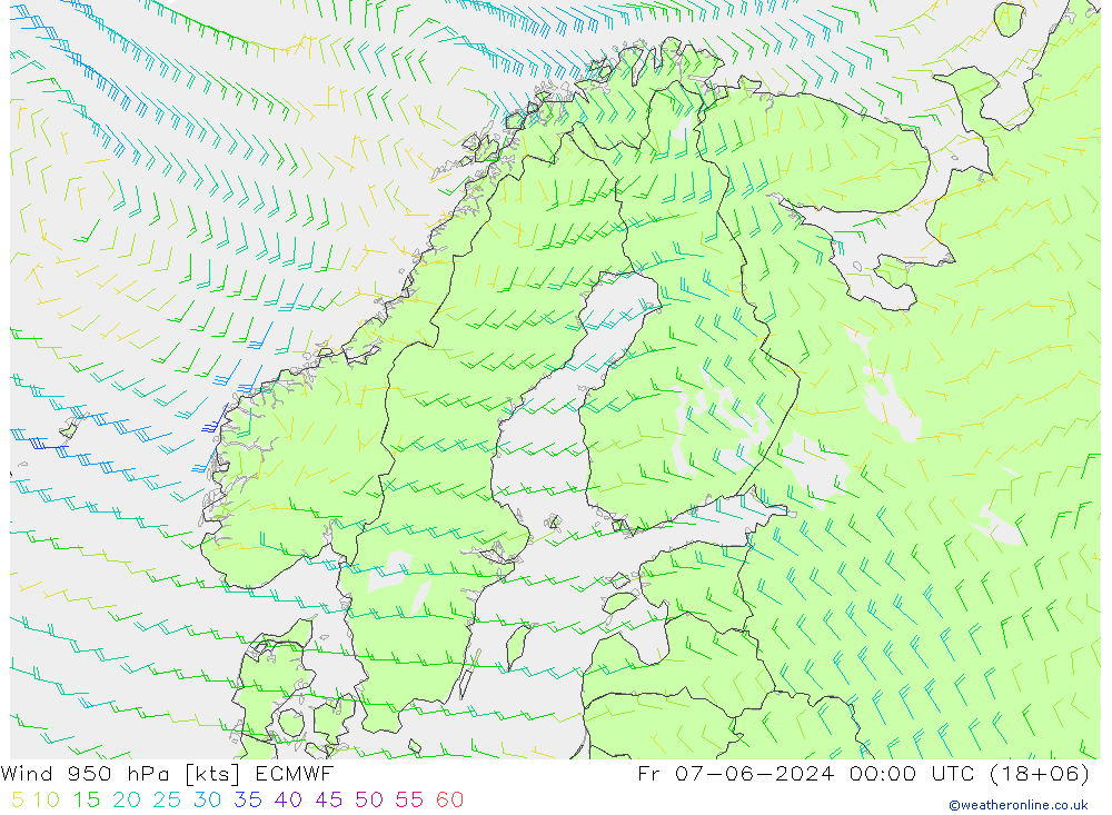 Wind 950 hPa ECMWF Fr 07.06.2024 00 UTC