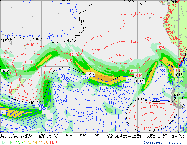 Polarjet/Bodendruck ECMWF Sa 08.06.2024 15 UTC