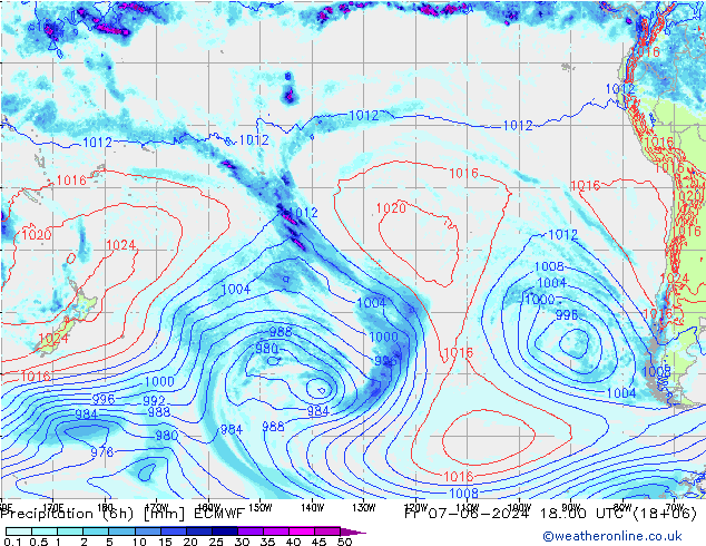 Z500/Rain (+SLP)/Z850 ECMWF Sex 07.06.2024 00 UTC