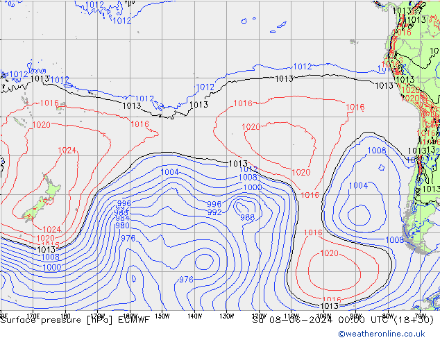 Pressione al suolo ECMWF sab 08.06.2024 00 UTC