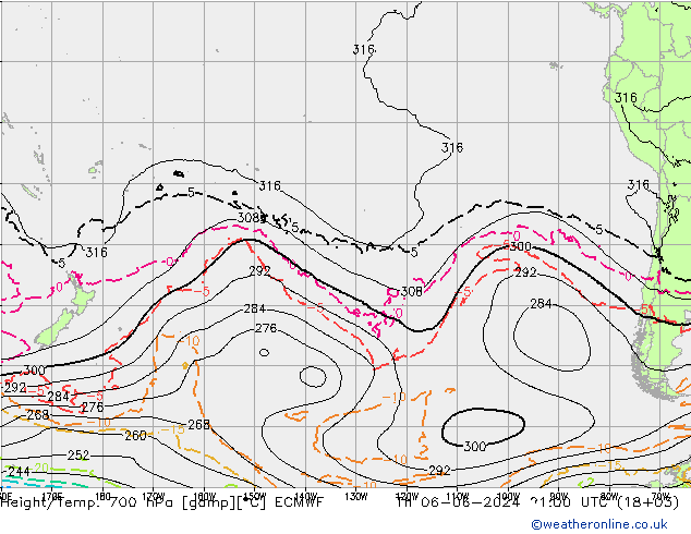 Height/Temp. 700 hPa ECMWF Čt 06.06.2024 21 UTC