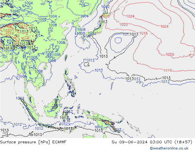 Surface pressure ECMWF Su 09.06.2024 03 UTC