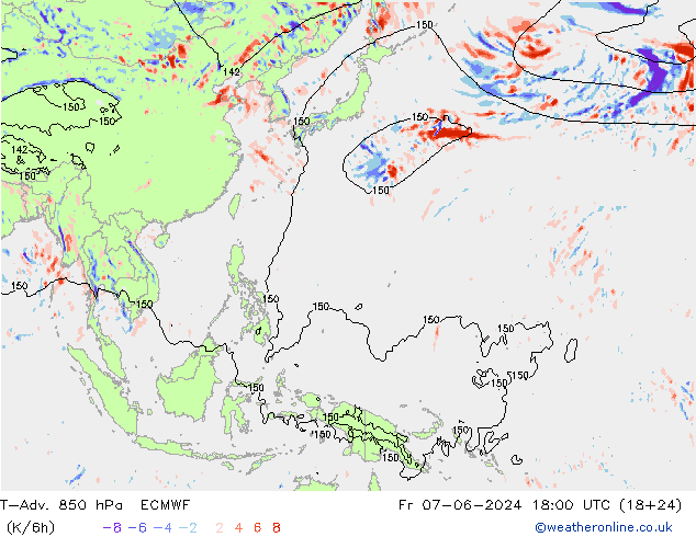 T-Adv. 850 hPa ECMWF vie 07.06.2024 18 UTC