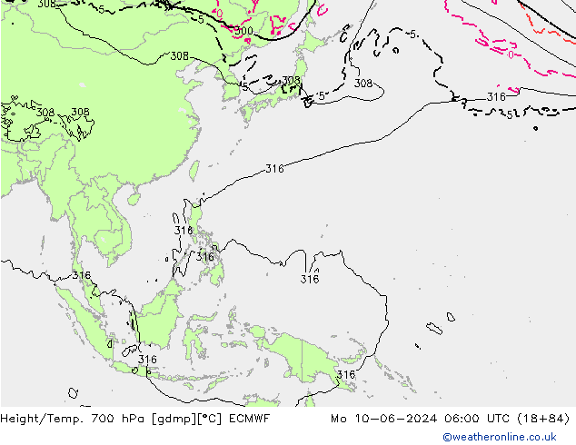 Height/Temp. 700 hPa ECMWF  10.06.2024 06 UTC