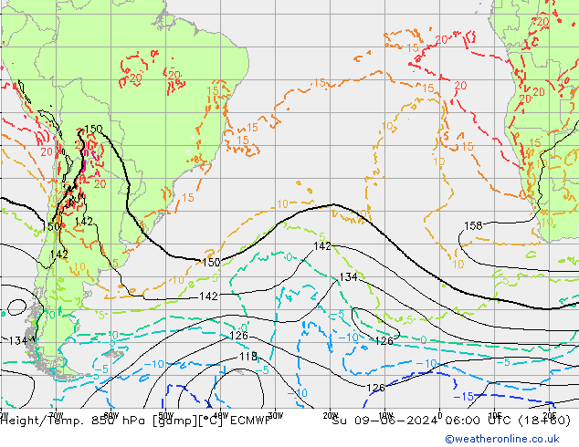 Height/Temp. 850 hPa ECMWF Su 09.06.2024 06 UTC