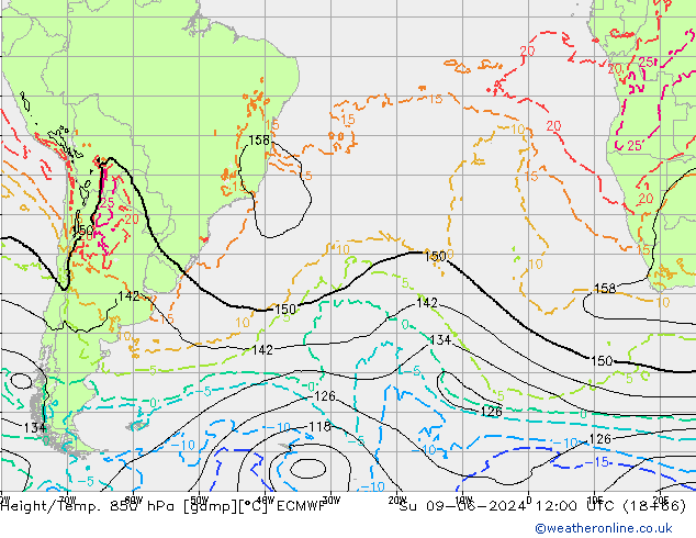 Z500/Rain (+SLP)/Z850 ECMWF dom 09.06.2024 12 UTC