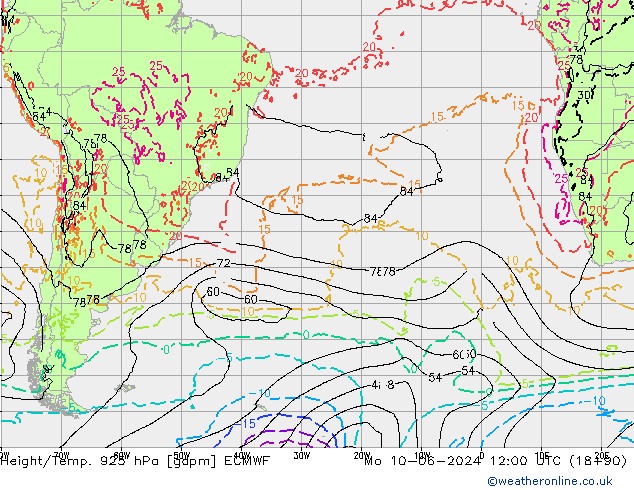 Hoogte/Temp. 925 hPa ECMWF ma 10.06.2024 12 UTC