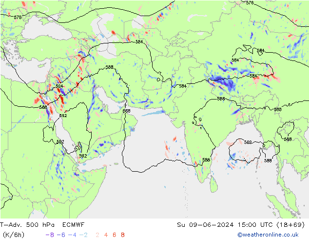 T-Adv. 500 hPa ECMWF zo 09.06.2024 15 UTC