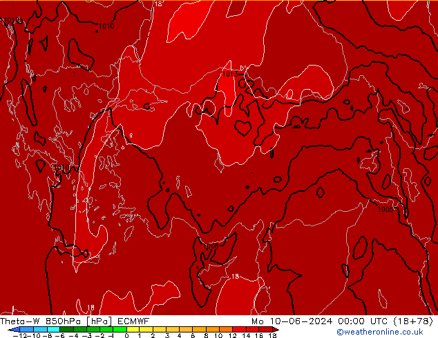 Theta-W 850hPa ECMWF lun 10.06.2024 00 UTC