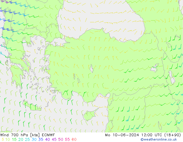 Wind 700 hPa ECMWF Mo 10.06.2024 12 UTC