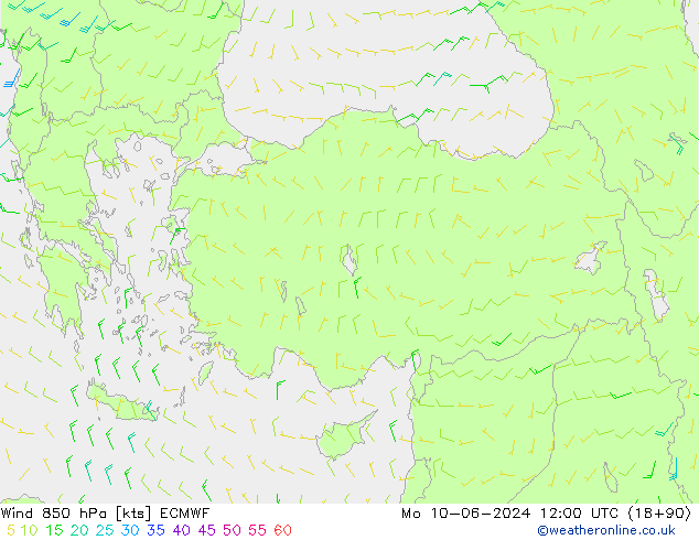 Wind 850 hPa ECMWF Mo 10.06.2024 12 UTC