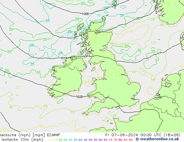 Isotachs (mph) ECMWF Fr 07.06.2024 00 UTC