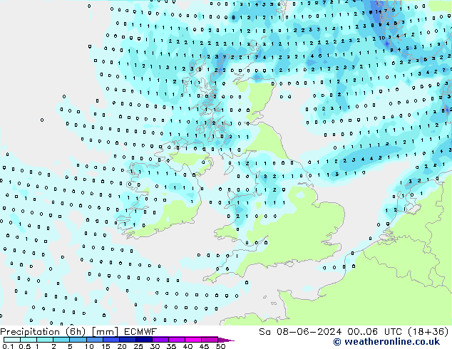 Z500/Rain (+SLP)/Z850 ECMWF сб 08.06.2024 06 UTC