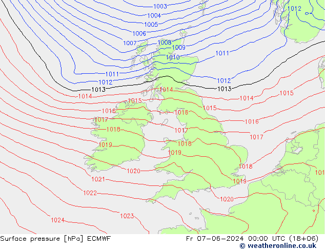 Surface pressure ECMWF Fr 07.06.2024 00 UTC