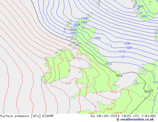 приземное давление ECMWF сб 08.06.2024 18 UTC