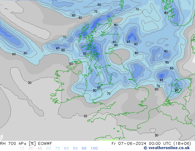 RH 700 hPa ECMWF Fr 07.06.2024 00 UTC