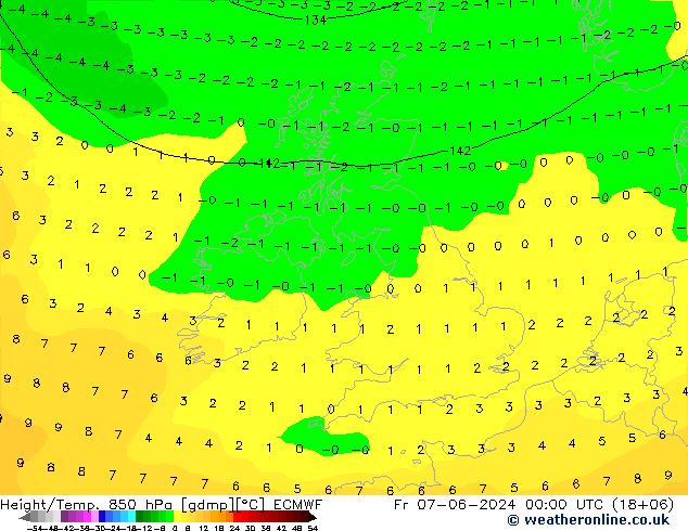 Z500/Rain (+SLP)/Z850 ECMWF ven 07.06.2024 00 UTC