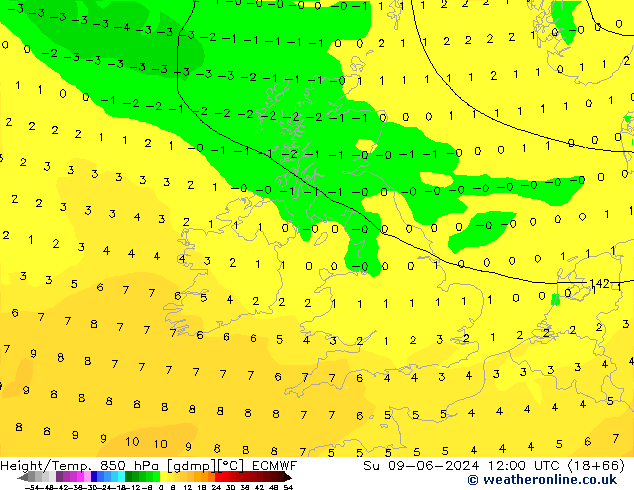 Z500/Rain (+SLP)/Z850 ECMWF dom 09.06.2024 12 UTC