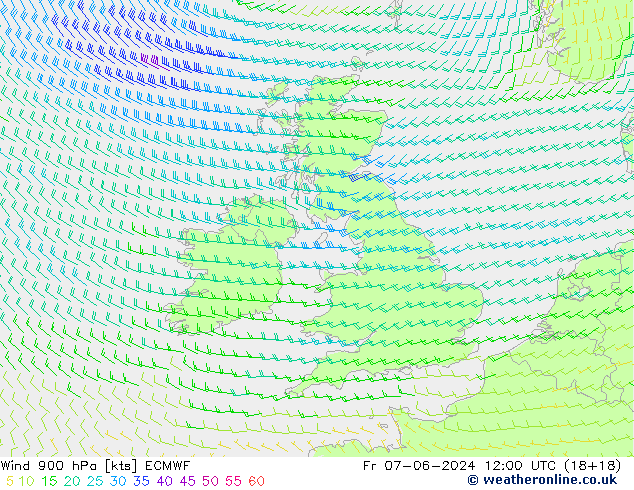 Wind 900 hPa ECMWF Fr 07.06.2024 12 UTC