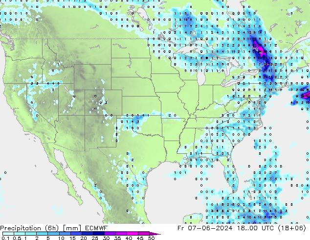 Z500/Rain (+SLP)/Z850 ECMWF пт 07.06.2024 00 UTC