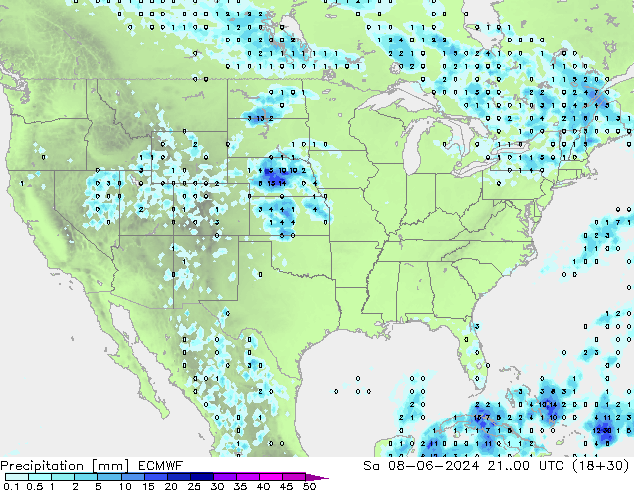 Precipitation ECMWF Sa 08.06.2024 00 UTC