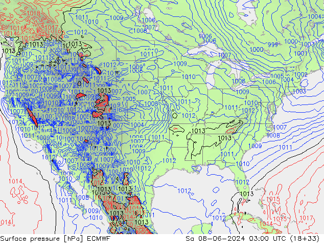 Bodendruck ECMWF Sa 08.06.2024 03 UTC