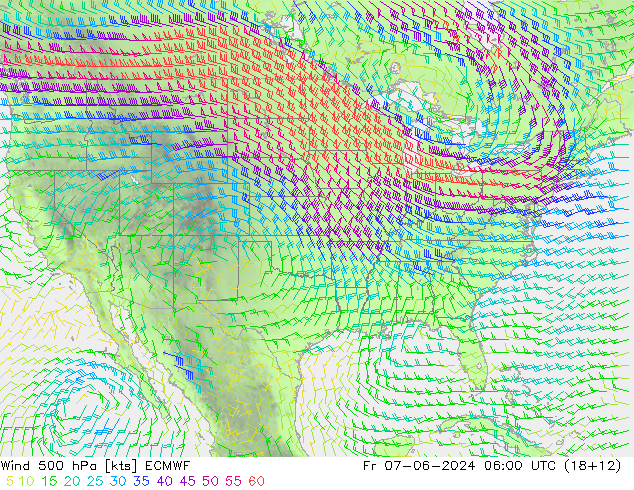 Wind 500 hPa ECMWF Pá 07.06.2024 06 UTC