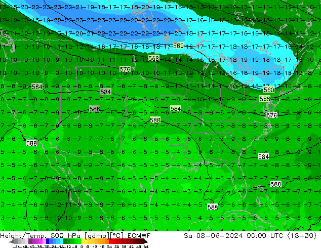 Height/Temp. 500 hPa ECMWF Sa 08.06.2024 00 UTC