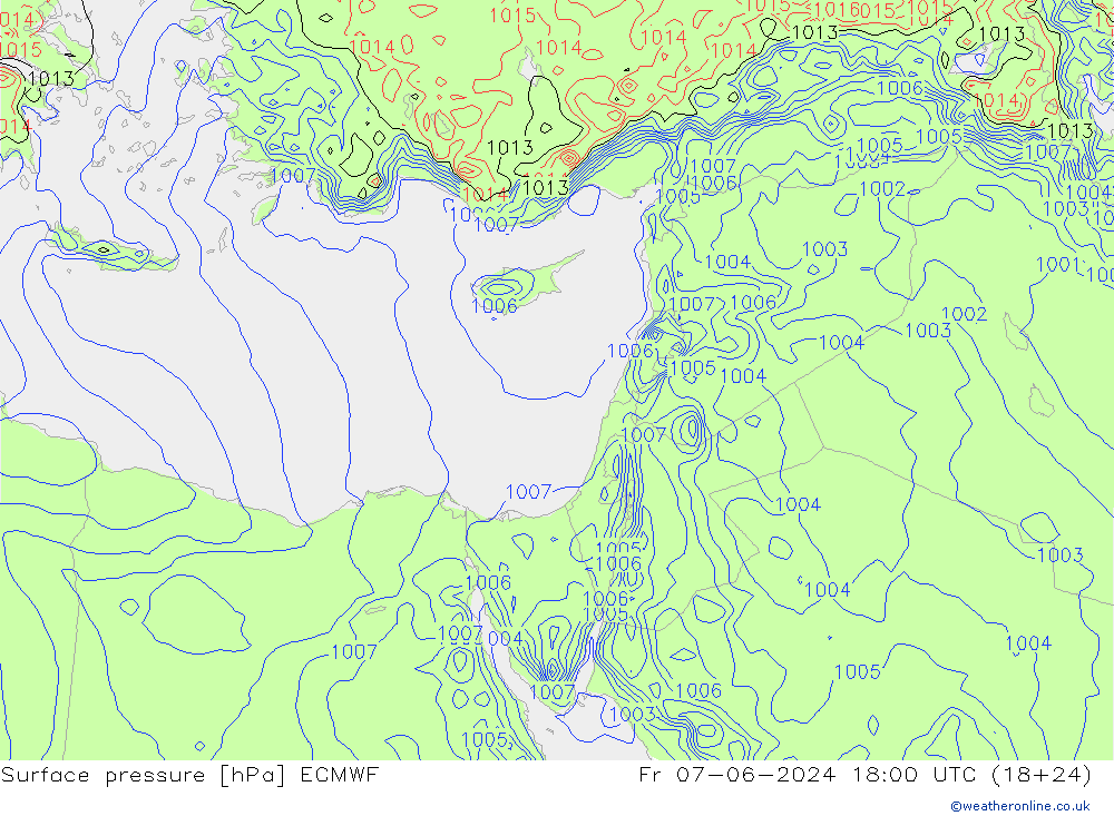 Bodendruck ECMWF Fr 07.06.2024 18 UTC