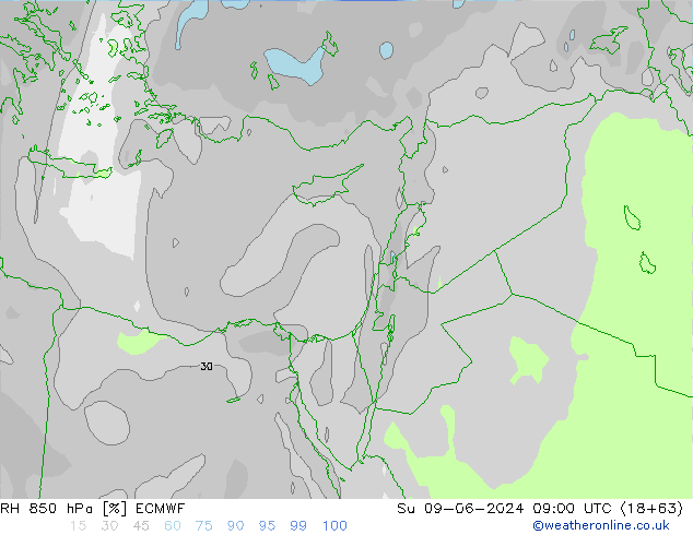 RH 850 hPa ECMWF So 09.06.2024 09 UTC