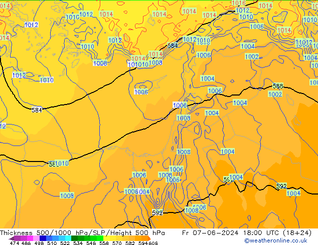 Dikte 500-1000hPa ECMWF vr 07.06.2024 18 UTC