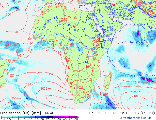 Z500/Rain (+SLP)/Z850 ECMWF sam 08.06.2024 00 UTC