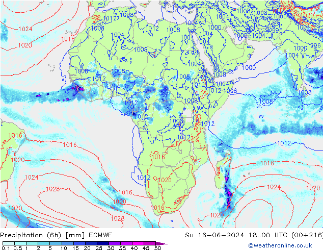 Z500/Regen(+SLP)/Z850 ECMWF zo 16.06.2024 00 UTC