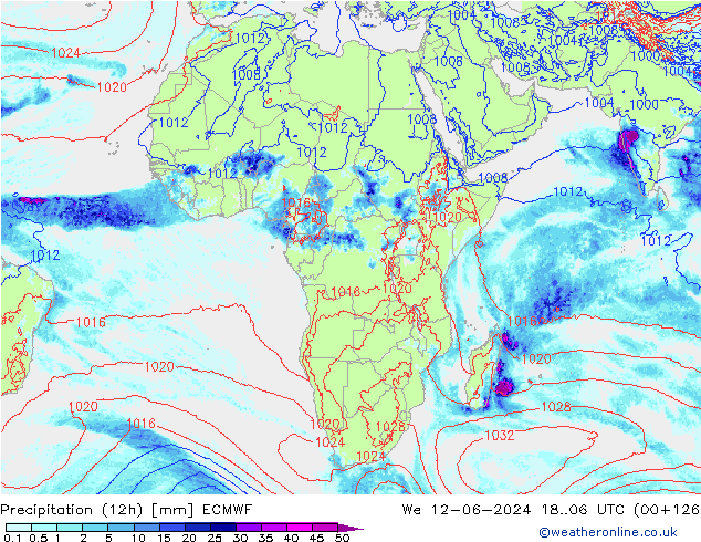 Precipitation (12h) ECMWF St 12.06.2024 06 UTC