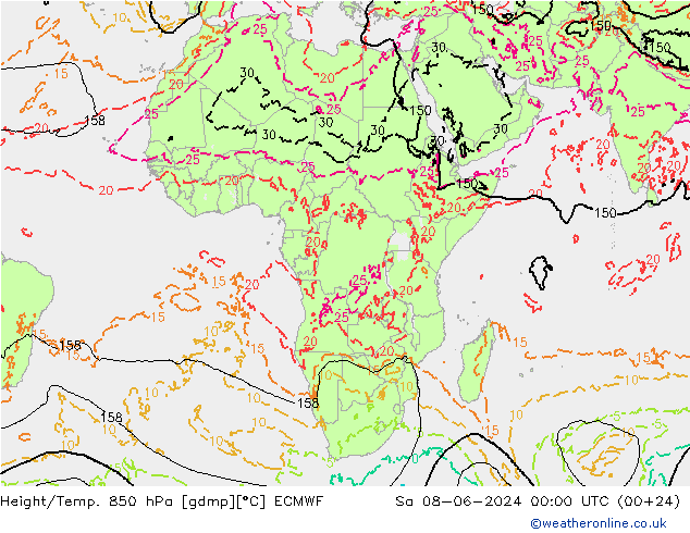 Z500/Rain (+SLP)/Z850 ECMWF sam 08.06.2024 00 UTC