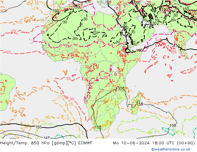 Z500/Rain (+SLP)/Z850 ECMWF пн 10.06.2024 18 UTC