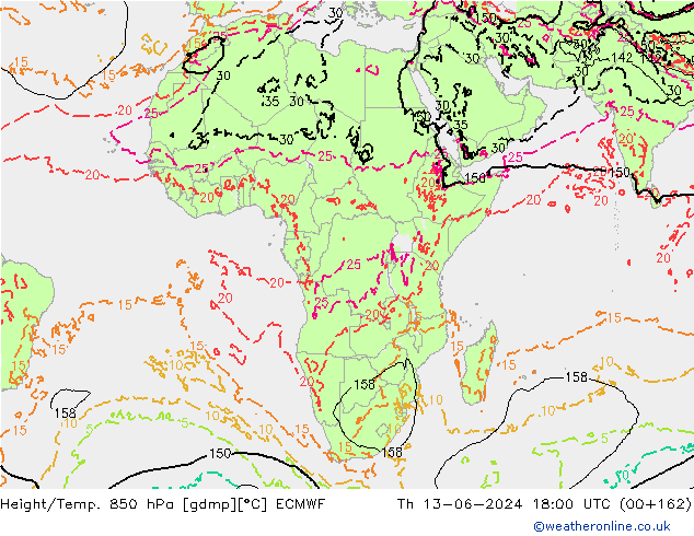 Z500/Yağmur (+YB)/Z850 ECMWF Per 13.06.2024 18 UTC